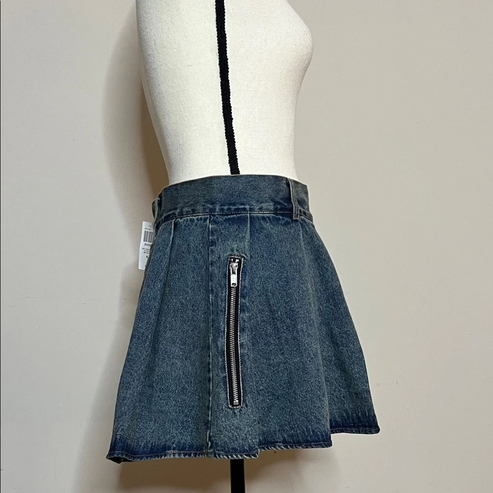 🪁🪣🩱Denim Pleated Mini Skirt - Blue